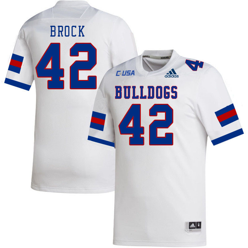 Men-Youth #42 Jakobe Brock Louisiana Tech Bulldogs 2023 College Football Jerseys Stitched-White